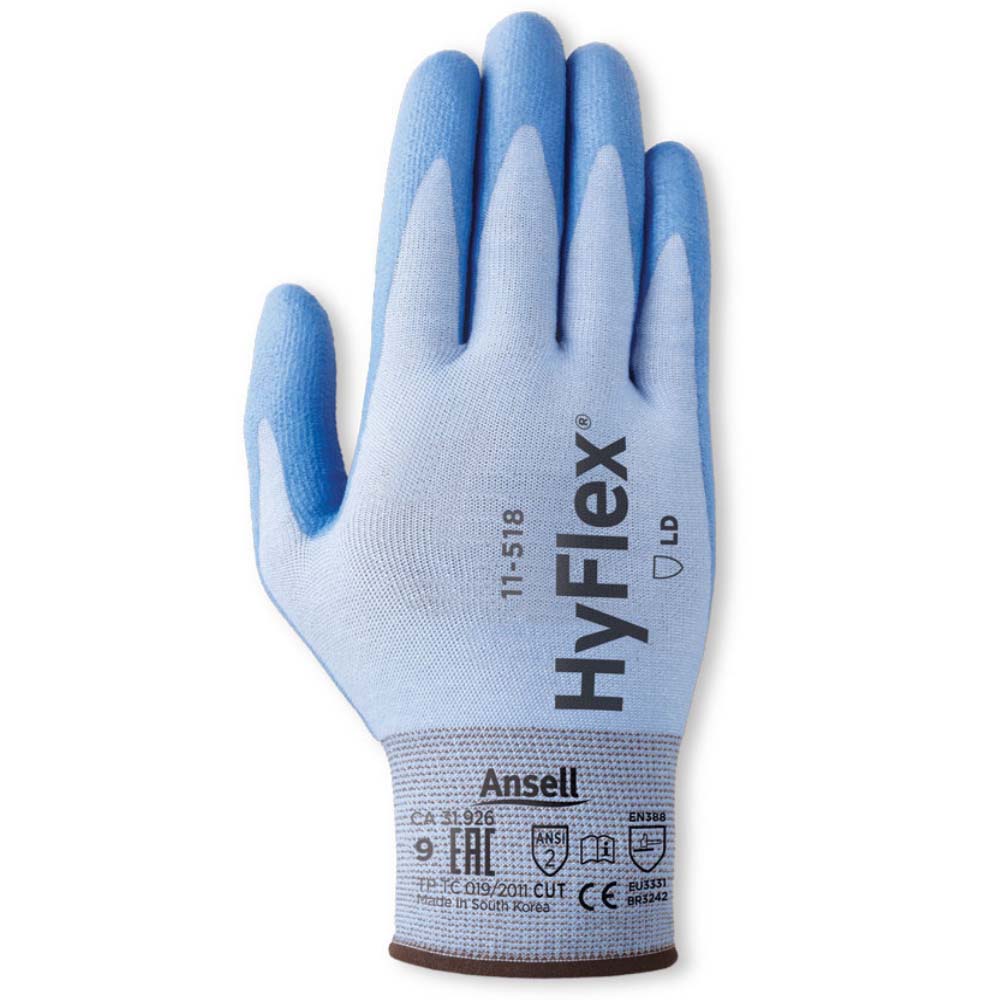 Ansell HyFlex 11-518 Cut Resistant Gloves 18-Gauge Ultralight Work Gloves