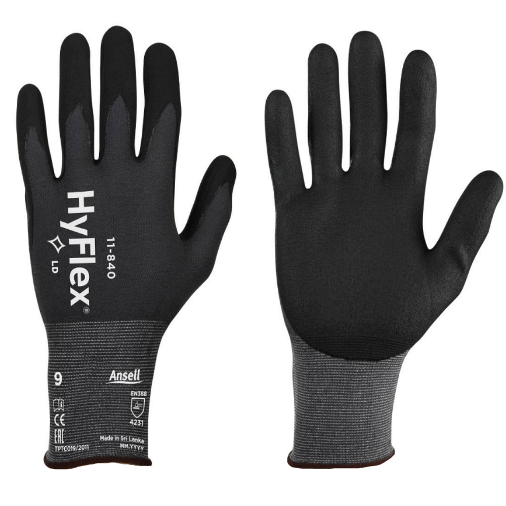 Ansell HyFlex 11-840 Work Gloves Foam Nitrile Multi-Purpose Industrial