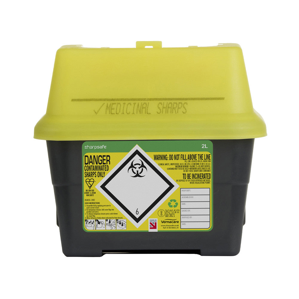 Beeswift Sharpsafe Sharps Bin 2ltr Yellow