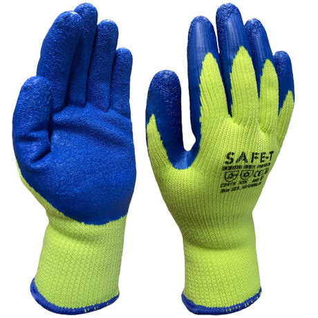 Safe T Crinkle Latex Gloves Yellow Thermal Cold Weather Work Gloves