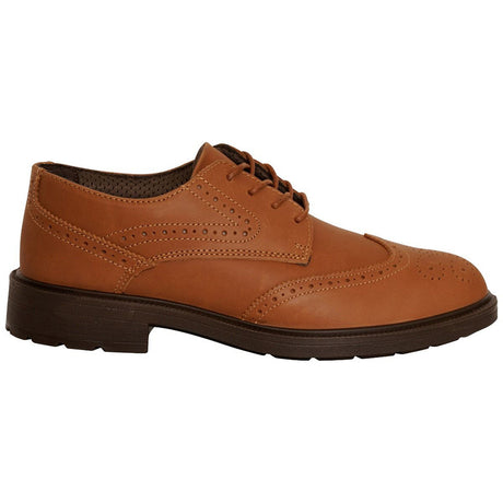 Brown Leather Brogue Pattern Safety Shoe Executive Office Manager