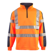 Hi Vis Class 2 Rugby Sweatshirt 1/4 Zip Orange Railspec