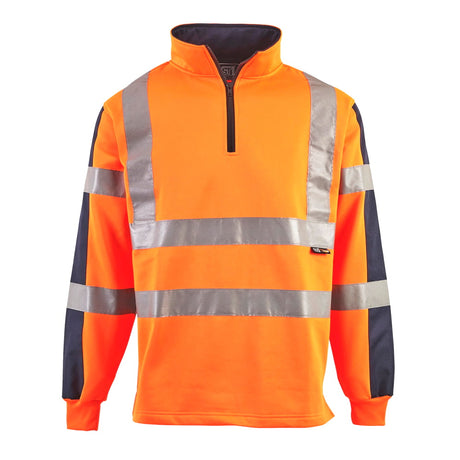 Hi Vis Class 2 Rugby Sweatshirt 1/4 Zip Orange Railspec
