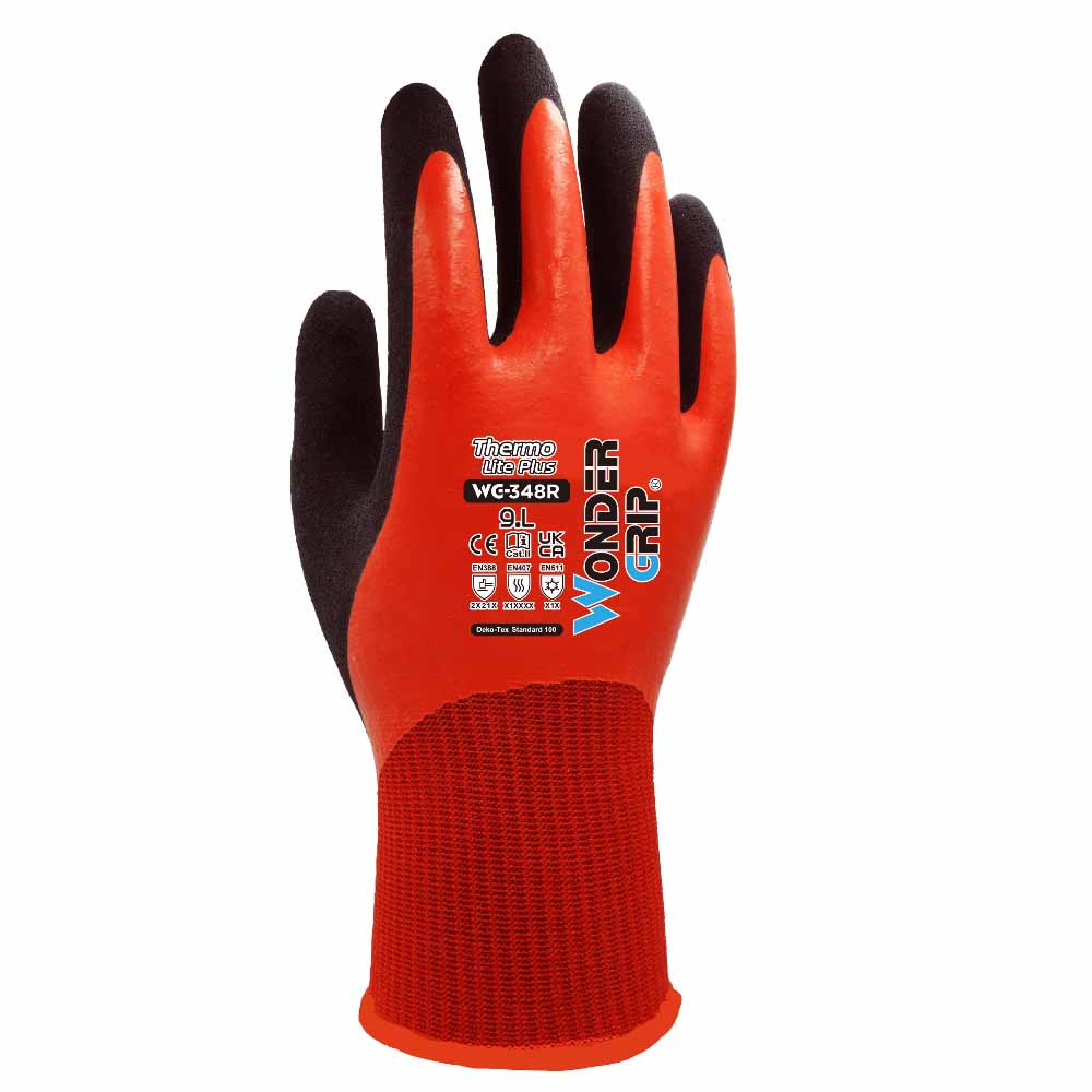Wonder Grip WG-348R Thermo Lite Plus Waterproof Thermal Work Gloves Red