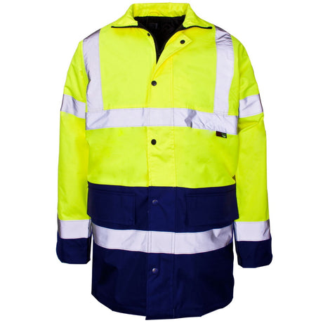 Supertouch Hi Vis 2 Tone Parka Yellow Navy Waterproof Work Coat
