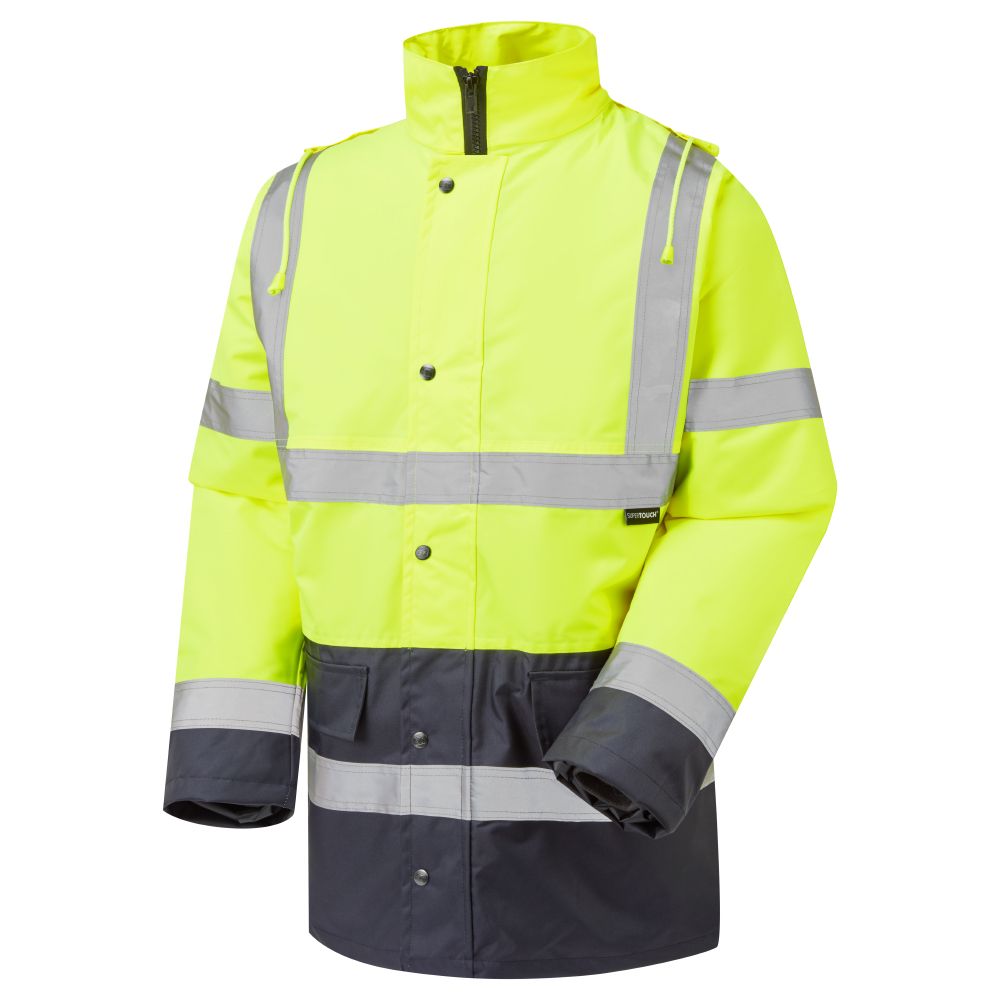 Supertouch Hi Vis 2 Tone Parka Yellow or Orange Navy Class 3 Waterproof Coat