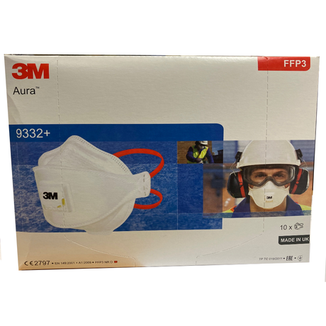 3M Aura 9332+ FFP3V Flat-Fold Particulate Respirator Mask