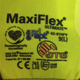 ATG MaxiFlex Ultimate Work Gloves Yellow Lightweight Breathable