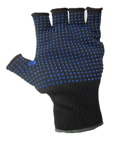 Klass Fingerless Warehouse Gloves Black PVC Dot Grip Picker Gloves