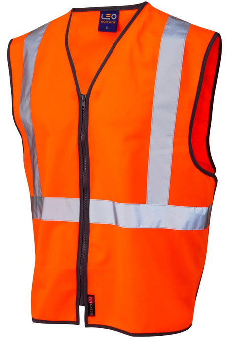 Leo Workwear Railway High Vis Waistcoat Orange RIS-3279-TOM Compliant