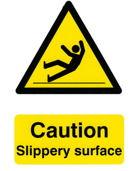 Caution Slippery Surface (Rigid PVC) 20x30cm Safety Sign