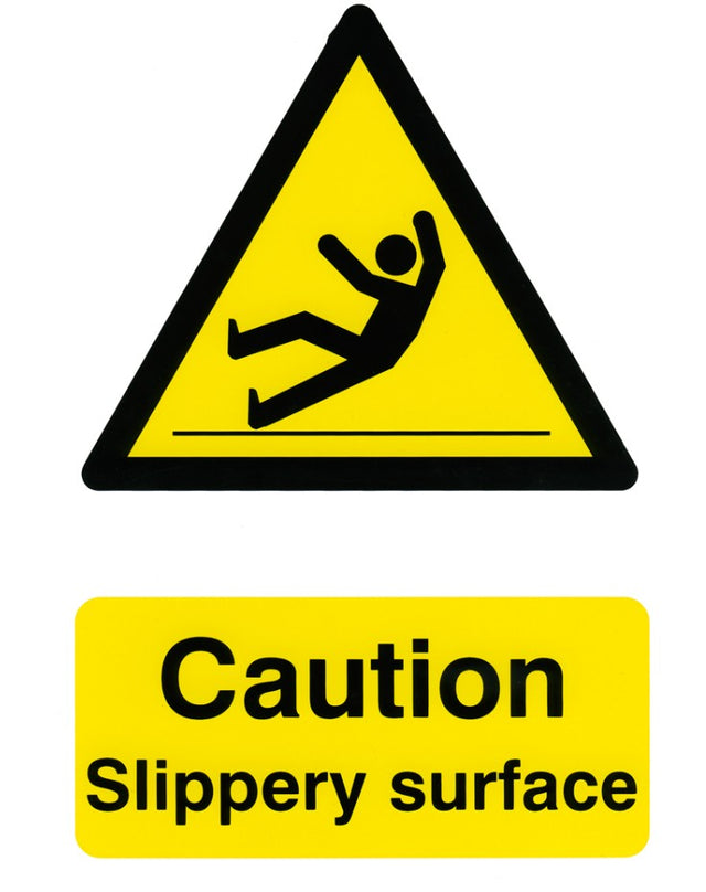 Caution Slippery Surface (Rigid PVC) 20x30cm Safety Sign