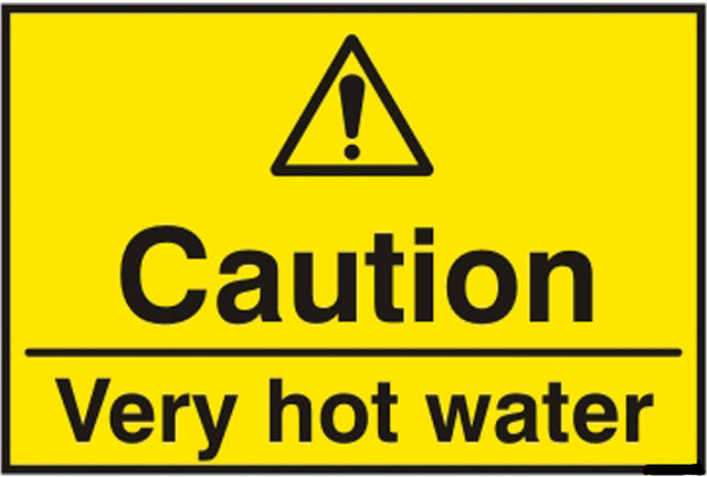 Caution Very Hot Water (SAV) 75 x 50mm Safety Sign