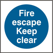 Fire Escape Keep Clear (SAV) 10x10cm Safety Sign