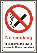 No smoking its against the law to smoke in these premises (SAV) 14.8 x 21cm