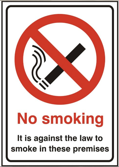 No smoking its against the law to smoke in these premises (Rigid PVC) 14.8 x 21cm