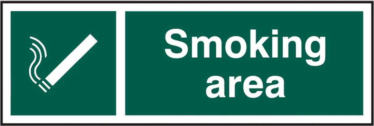 Smoking Area 30 x 10cm Safety Sign Self Adhesive Vinyl