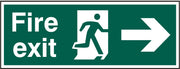 Fire exit (Man arrow right) 40 x 15cm Safety Sign Rigid PVC