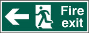 Fire exit (Man arrow left) Rigid PVC 40 x 15cm Safety Sign