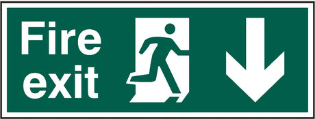 Fire exit (Man arrow down) Rigid PVC 40 x 15cm Safety Sign