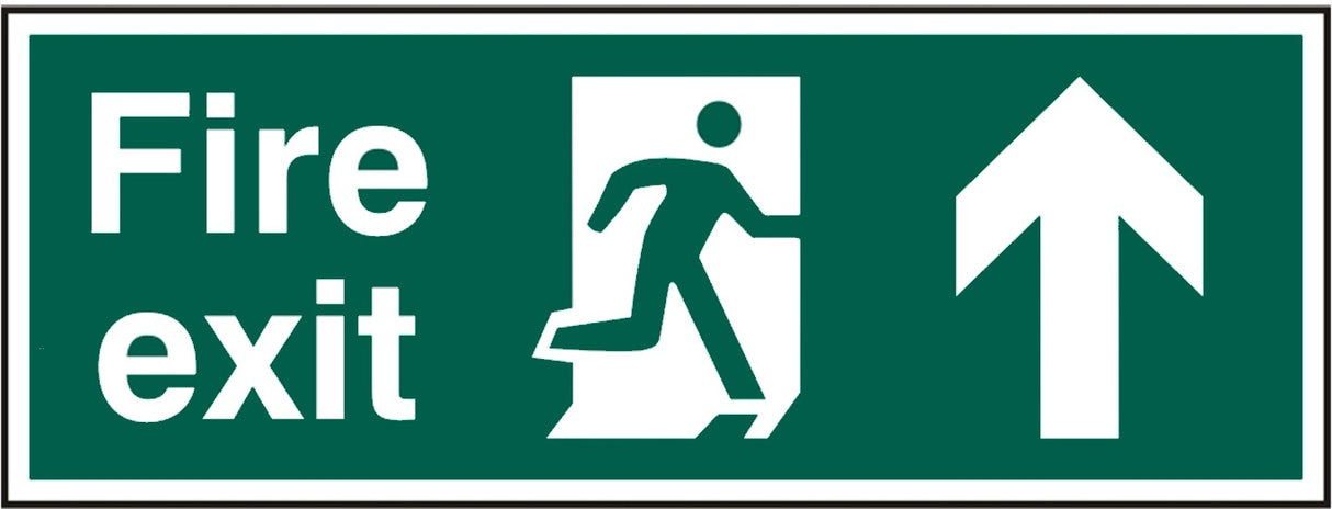 Fire exit (Man arrow up) Rigid PVC 40 x 15cm Safety Sign