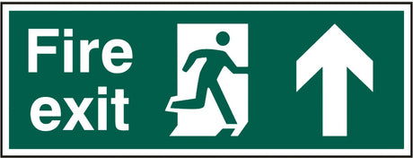 Fire exit (Man arrow up) Rigid PVC 40 x 15cm Safety Sign