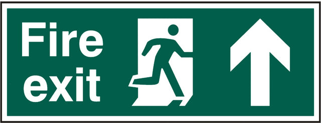 Fire exit (Man arrow up) Rigid PVC 40 x 15cm Safety Sign