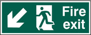 Fire exit (Man arrow down/left) Rigid PVC 40 x 15cm Safety Sign
