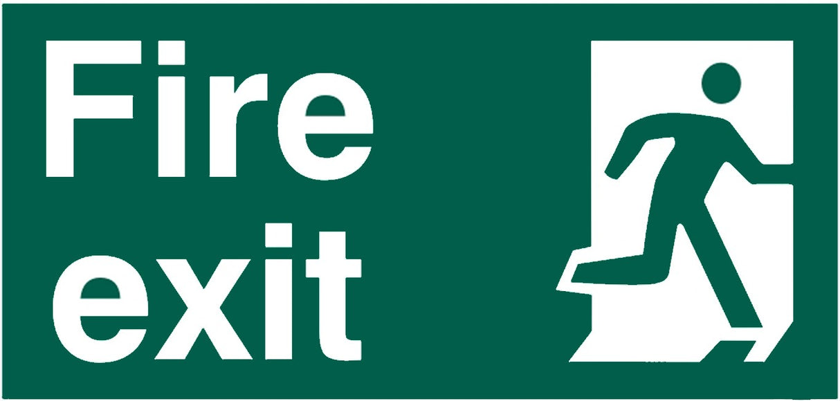 Fire Exit Sign Rigid PVC Green Man Right 300 x 150mm