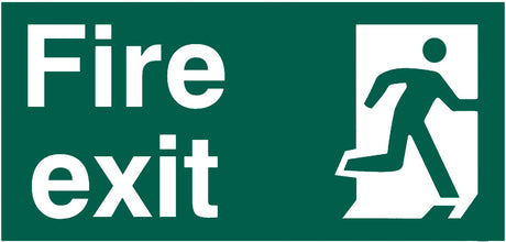 Fire Exit Sign Rigid PVC Green Man Right 300 x 150mm