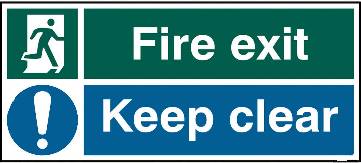 Fire exit keep clear Rigid PVC 45 x 20cm Safety Sign