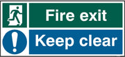 Fire exit keep clear Rigid PVC 45 x 20cm Safety Sign