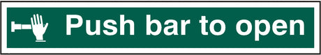 Push bar to open 60 x 10cm Safety Sign Rigid PVC