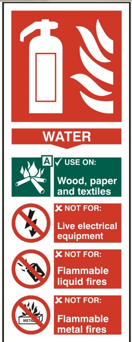 Fire extinguisher - Water 8.2 x 20.2cm Safety Sign Self Adhesive Vinyl
