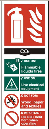 Fire extinguisher - CO2 8.2 x 20.2cm Safety Sign Self Adhesive Vinyl