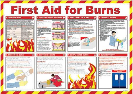 First Aid for Burns 59 x 42cm Laminated Safety Poster