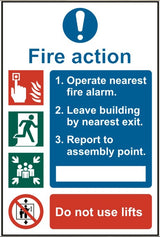 Fire action procedure 20 x 30cm Safety Sign Rigid PVC