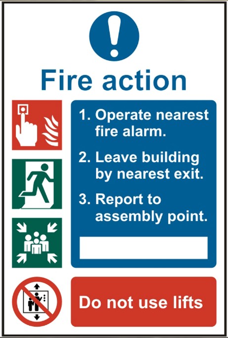Fire action procedure 20 x 30cm Safety Sign Rigid PVC