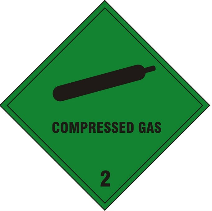 Compressed Gas Safety Sign Self Adhesive Vinyl