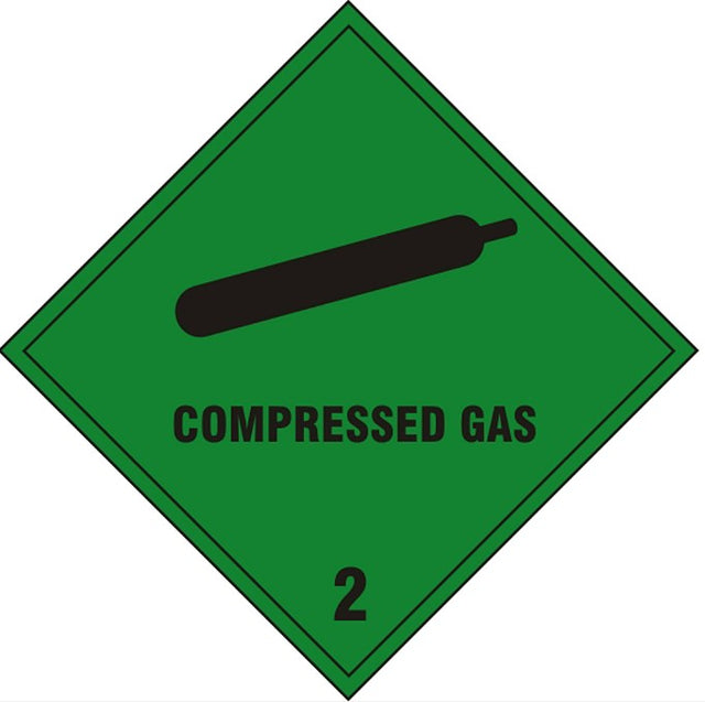 Compressed Gas Safety Sign Self Adhesive Vinyl