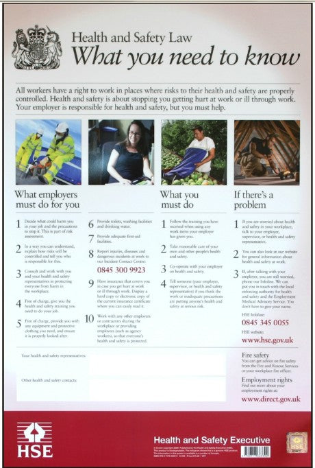 Health and Safety Law Poster 42 x 59.4cm Rigid PVC