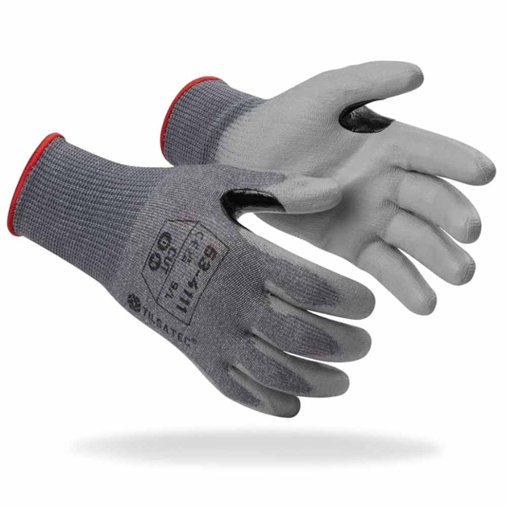 Tilsatec Cut D Work Gloves PU Coated RhinoYarn 13 Gauge