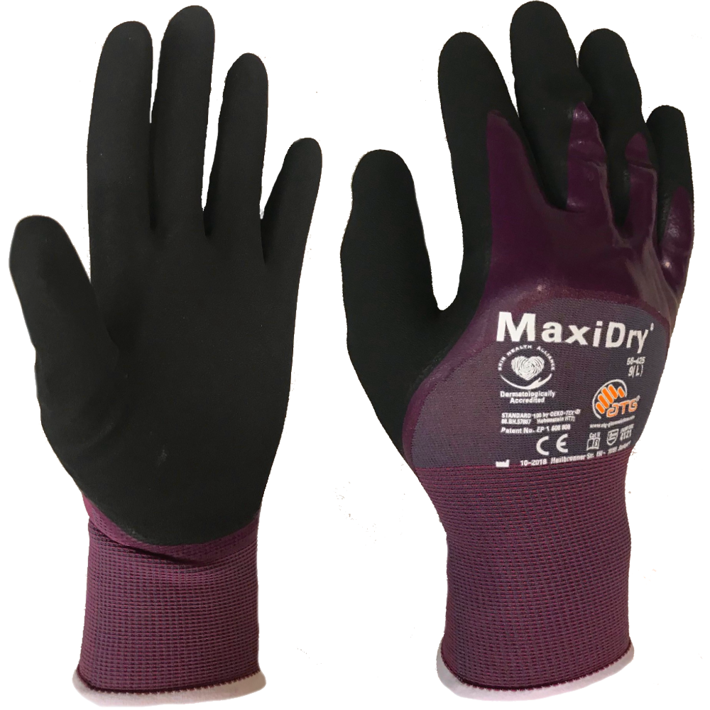 ATG MaxiDry 56-425 Oil Resistant Work Gloves 3/4 Coated Knitwrist