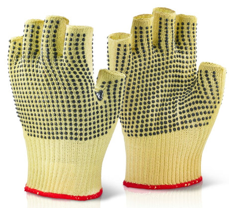 Click 2000 Aramid Fingerless Dotted Glove Cut Level 4 Tear Resistant Work Gloves