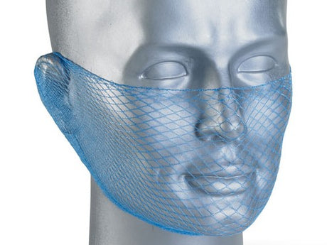Beeswift Disposable Beard Snood Blue Polypropylene Mesh Food Safety x12
