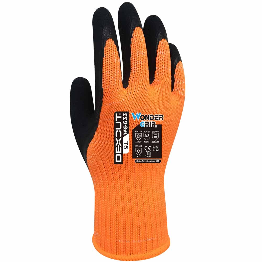 Wondergrip WG-633 DEXCUT Cut Resistant Gloves Level C Heavy Duty Work Gloves