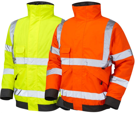 Leo Workwear Chivenor Hi Vis Bomber Jacket Orange Railway Compliant Class 3