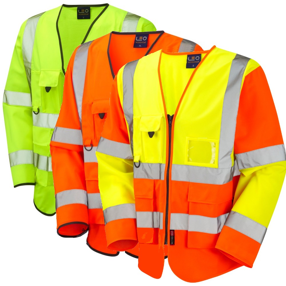 Leo Workwear Wrafton Hi Vis Sleeved Waistcoat Class 3 Railway Compliant Orange