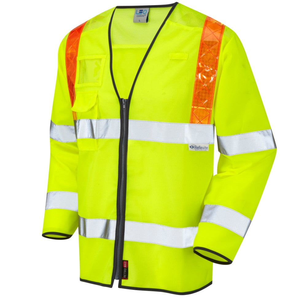 Leo Workwear Barbrook EcoViz Sleeved Hi Vis Waistcoat Class 3