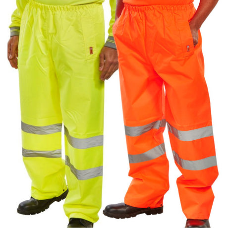 Beeswift Hi Vis Waterproof Traffic Trousers Orange or Yellow PVC Class 1
